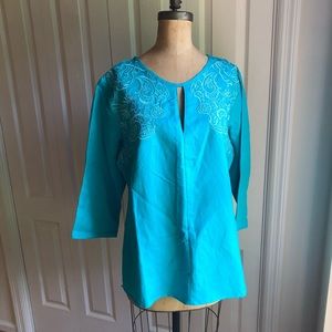 Appraisal Blue Embroidered Blouse